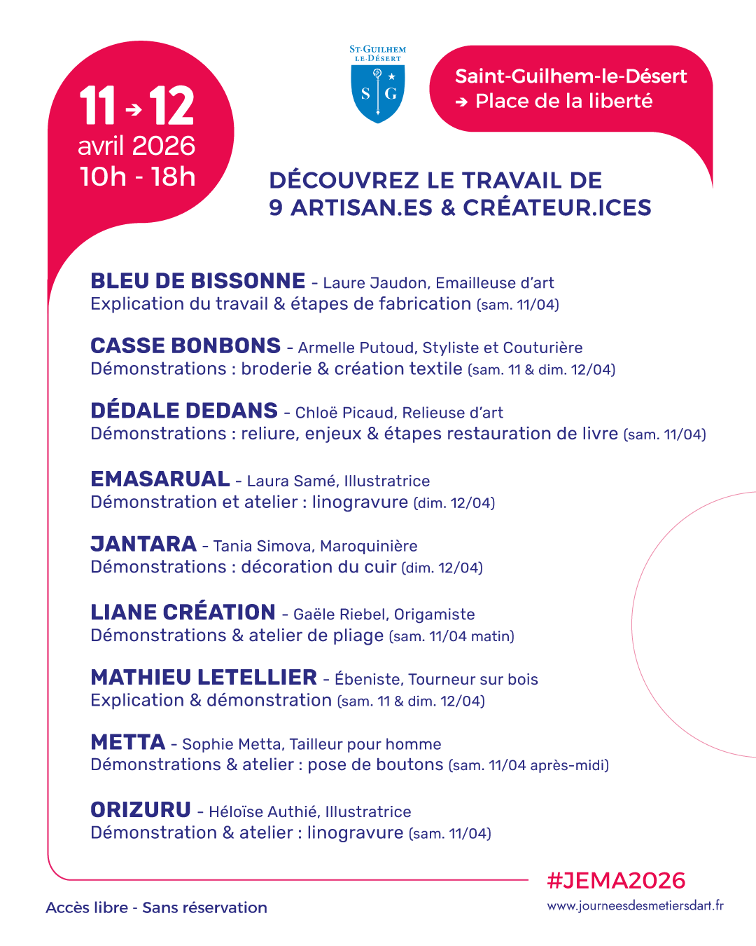 Programme des JEMA -Pépites st guilhem le désert