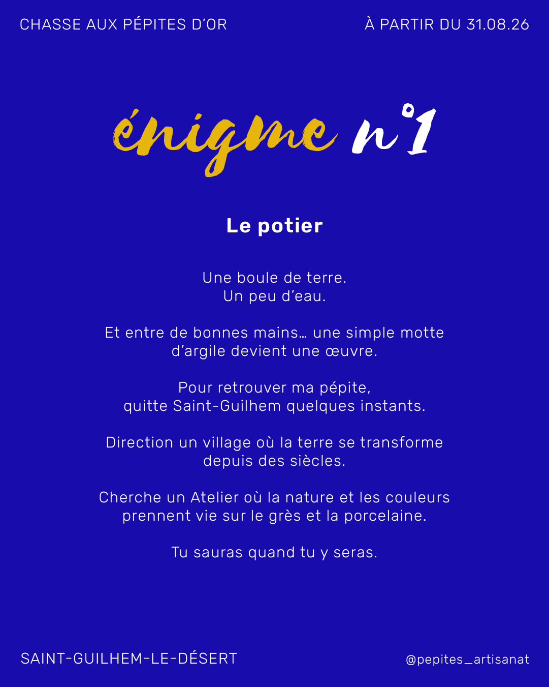 Énigme 1 de la Chasse aux Pépites d'Or