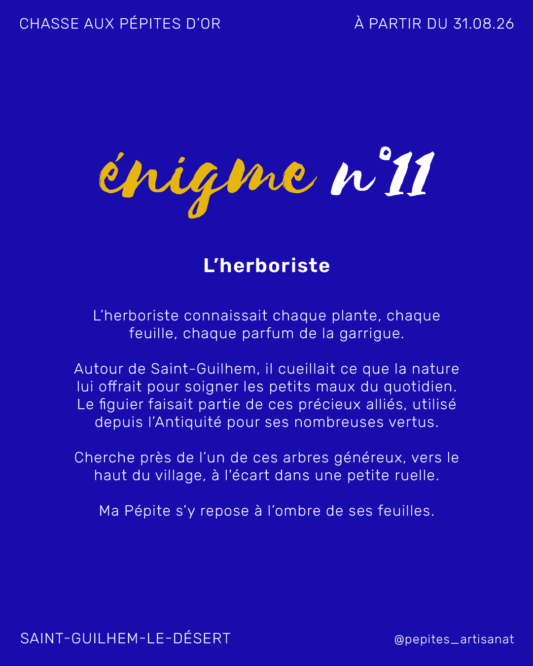 Énigme 11 de la Chasse aux Pépites d'Or