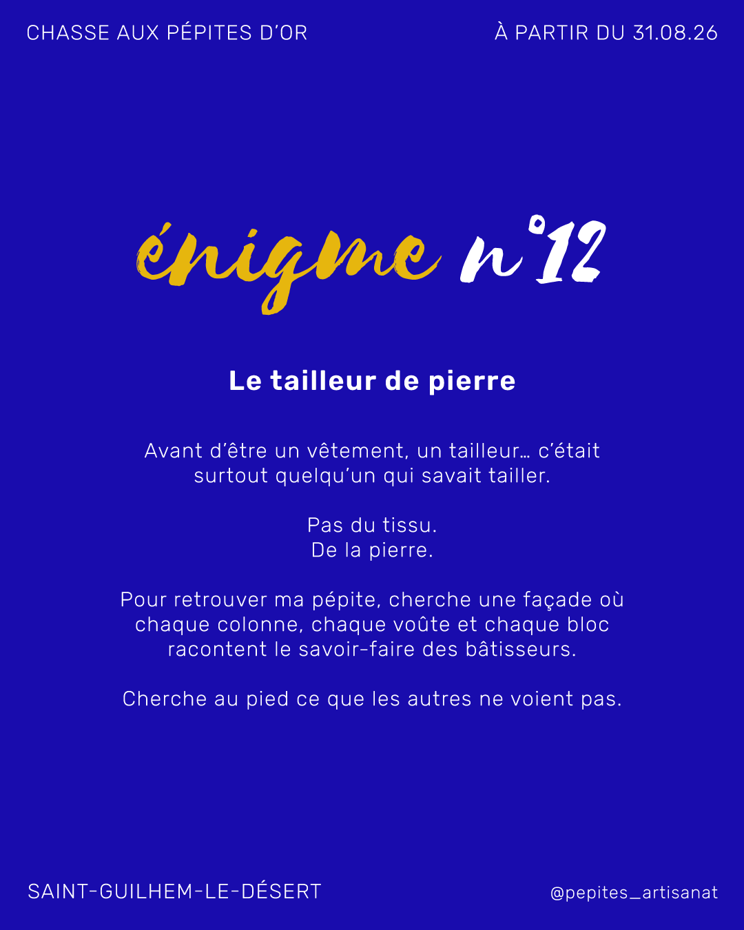Énigme 12 de la Chasse aux Pépites d'Or