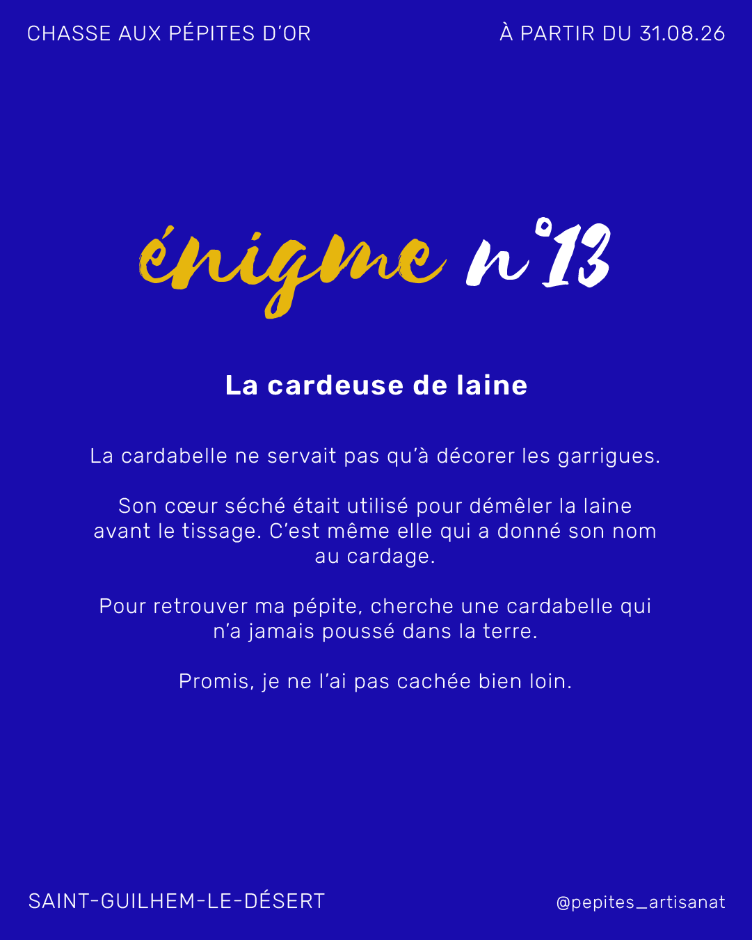 Énigme 13 de la Chasse aux Pépites d'Or