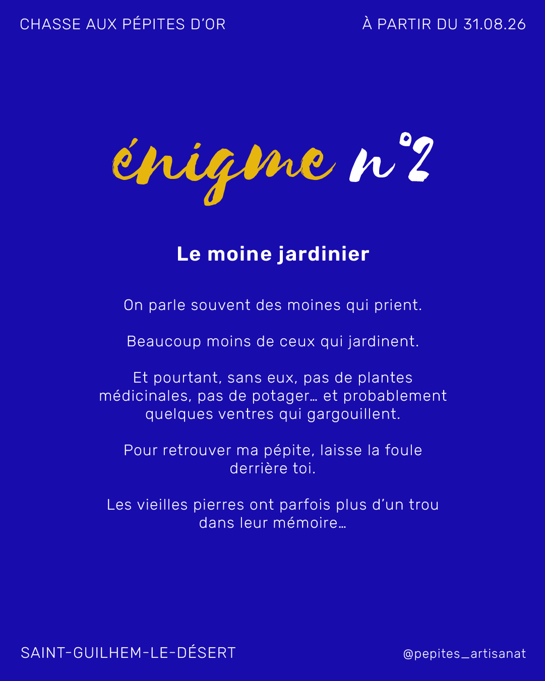 Énigme 2 de la Chasse aux Pépites d'Or