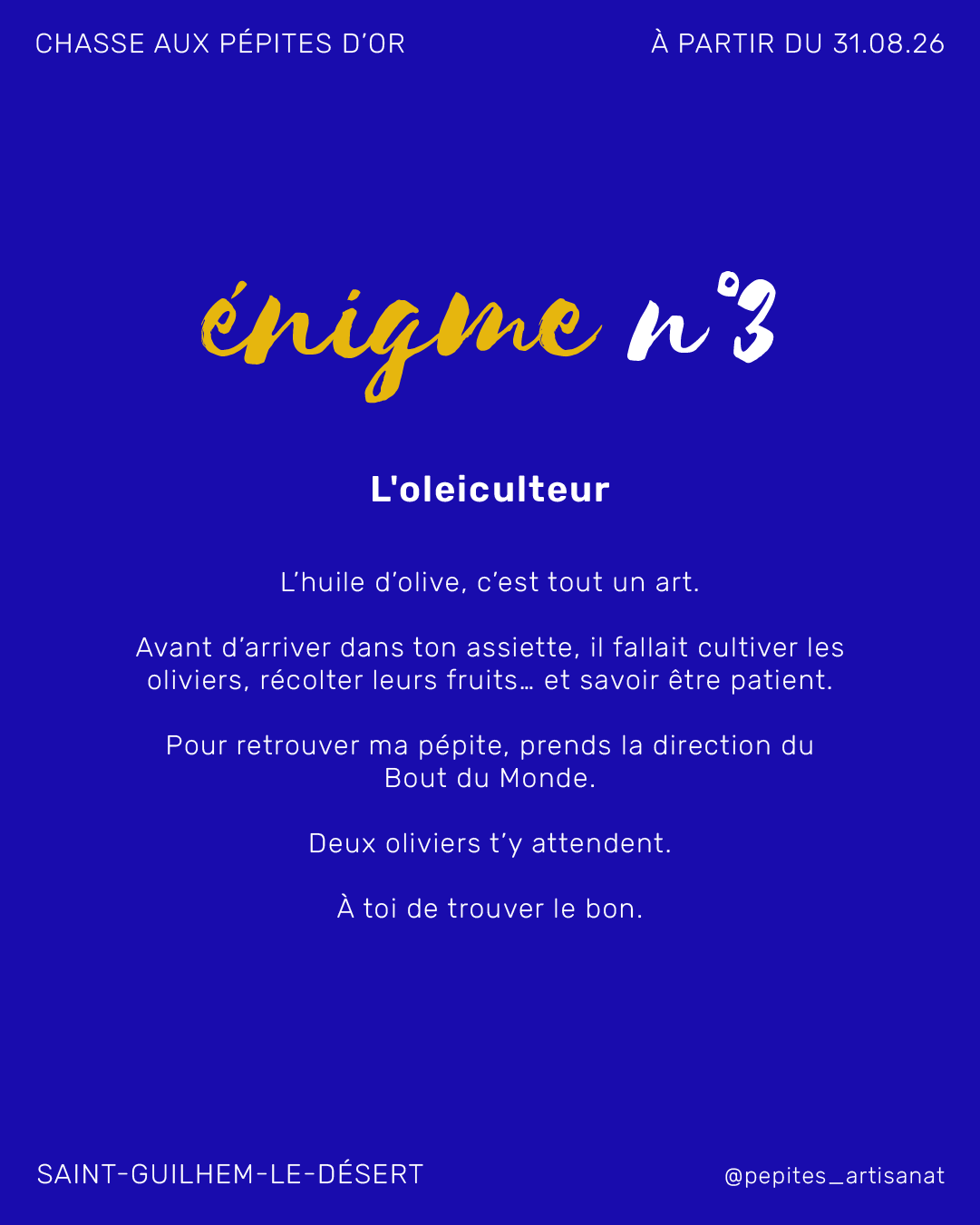 Énigme 3 de la Chasse aux Pépites d'Or