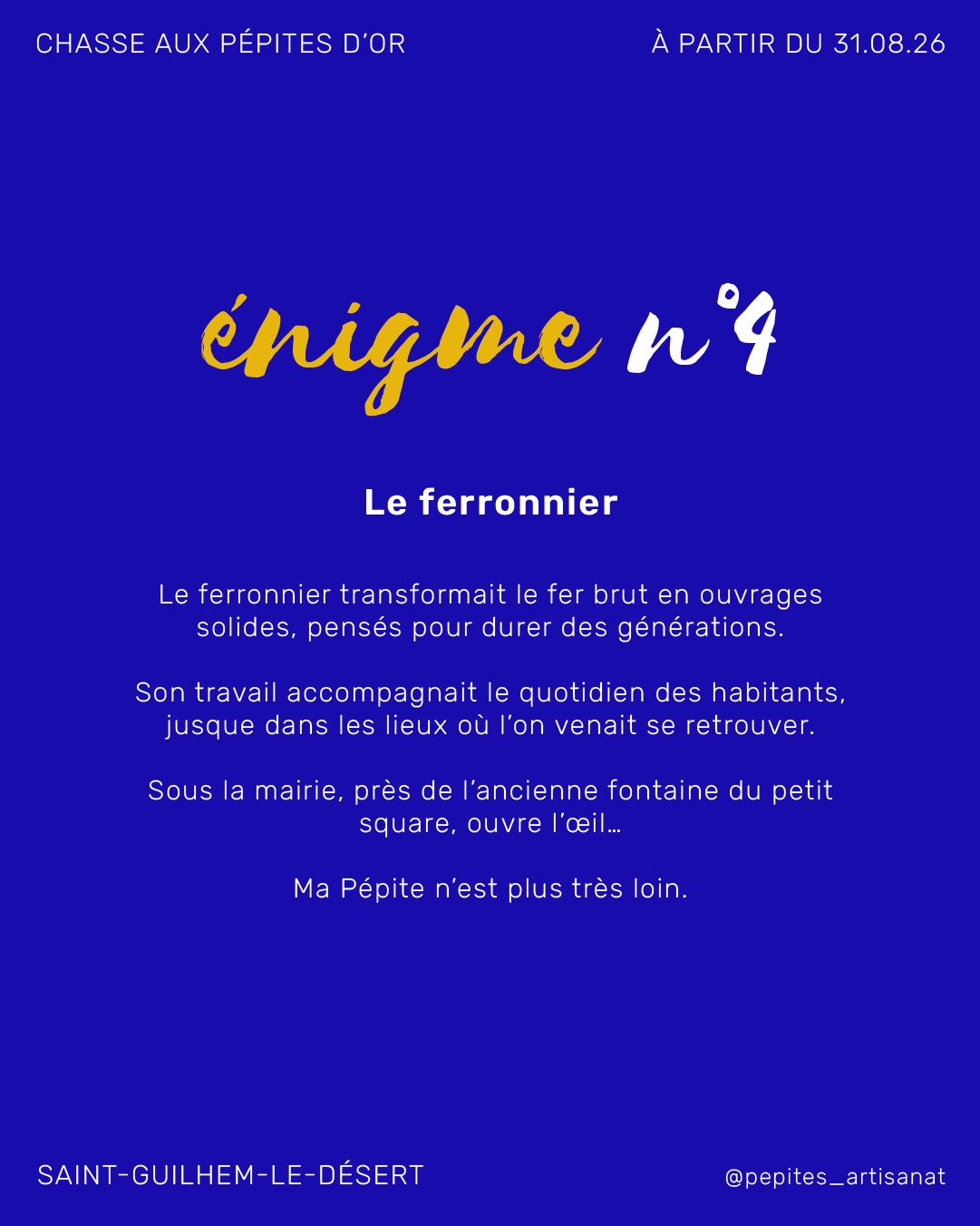 Énigme 4 de la Chasse aux Pépites d'Or