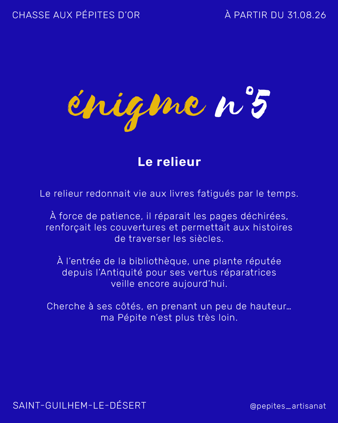 Énigme 5 de la Chasse aux Pépites d'Or
