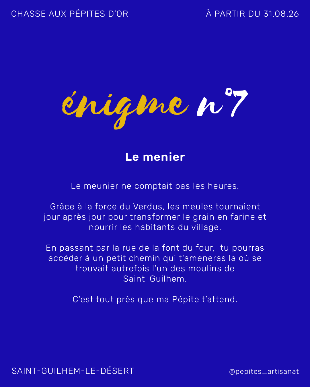 Énigme 7 de la Chasse aux Pépites d'Or