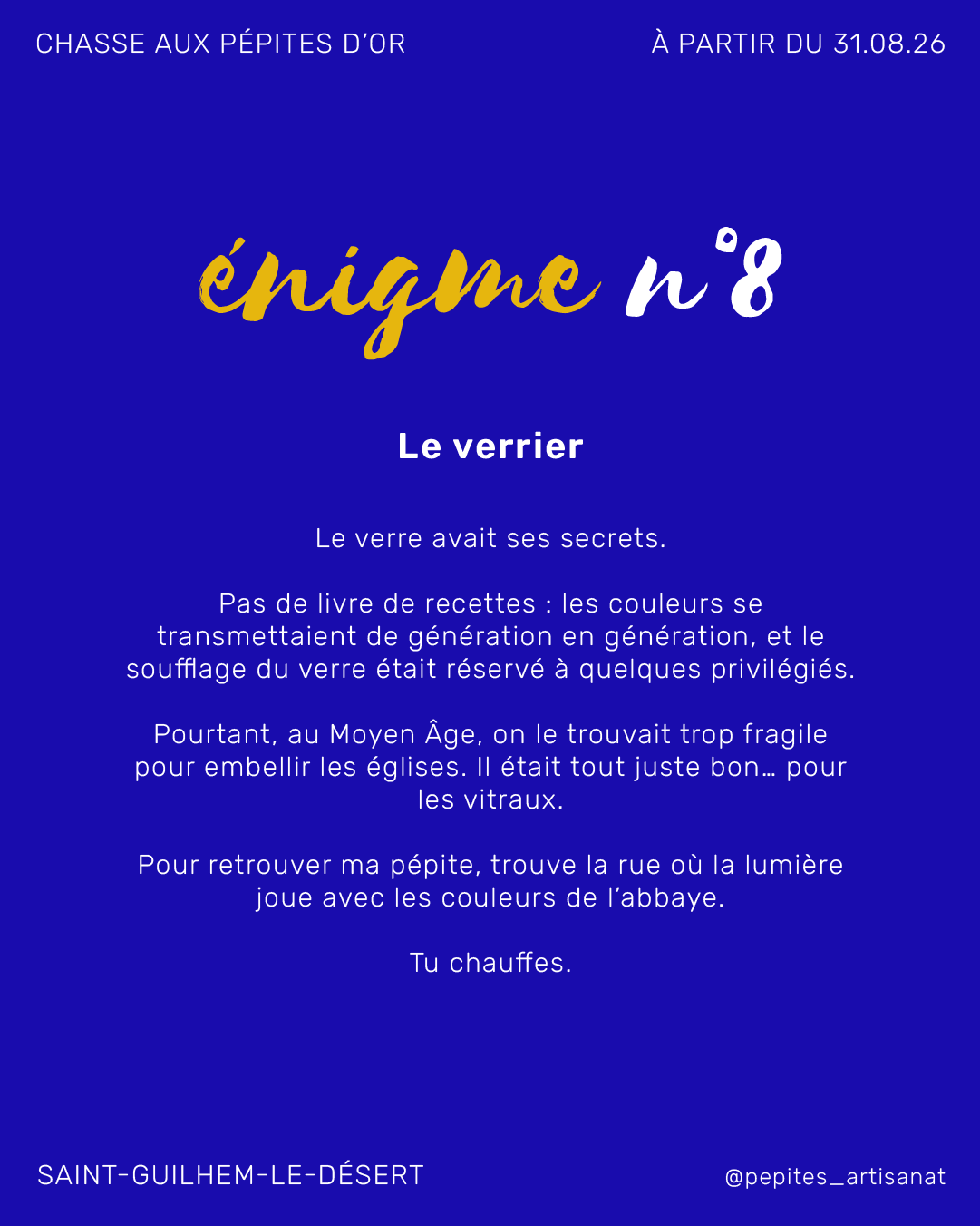 Énigme 8 de la Chasse aux Pépites d'Or